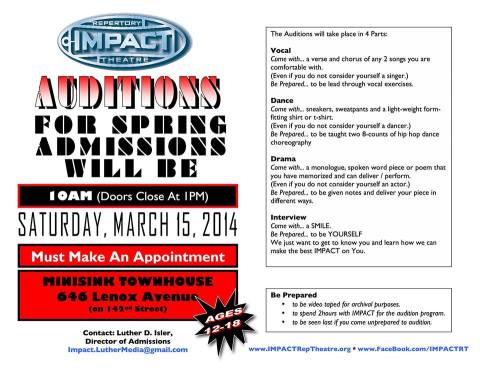 IRT March 2014 auditions